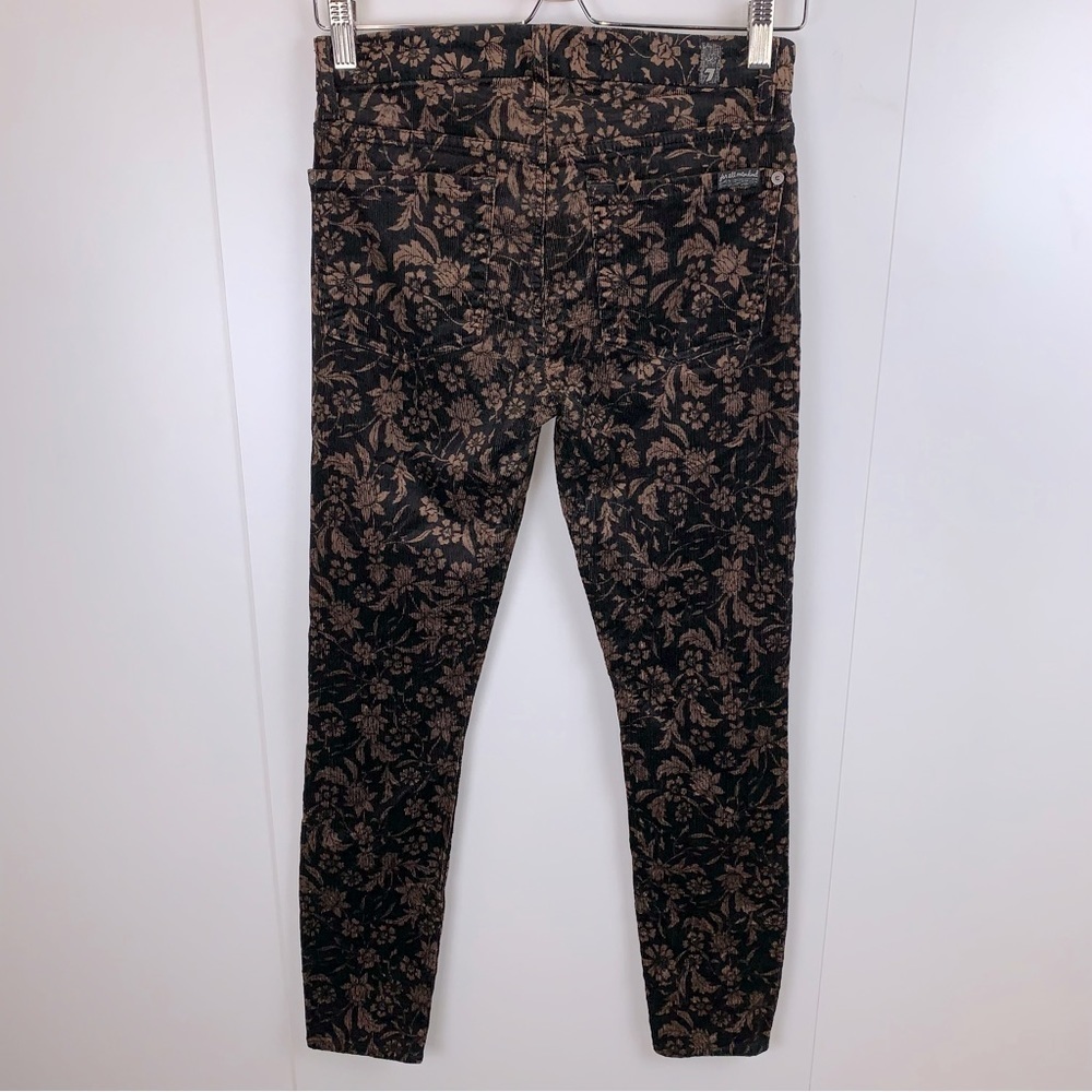 7 For All Mankind sz 27 Black Copper Floral Corduroy Ankle Jeans - Picture 5 of 7